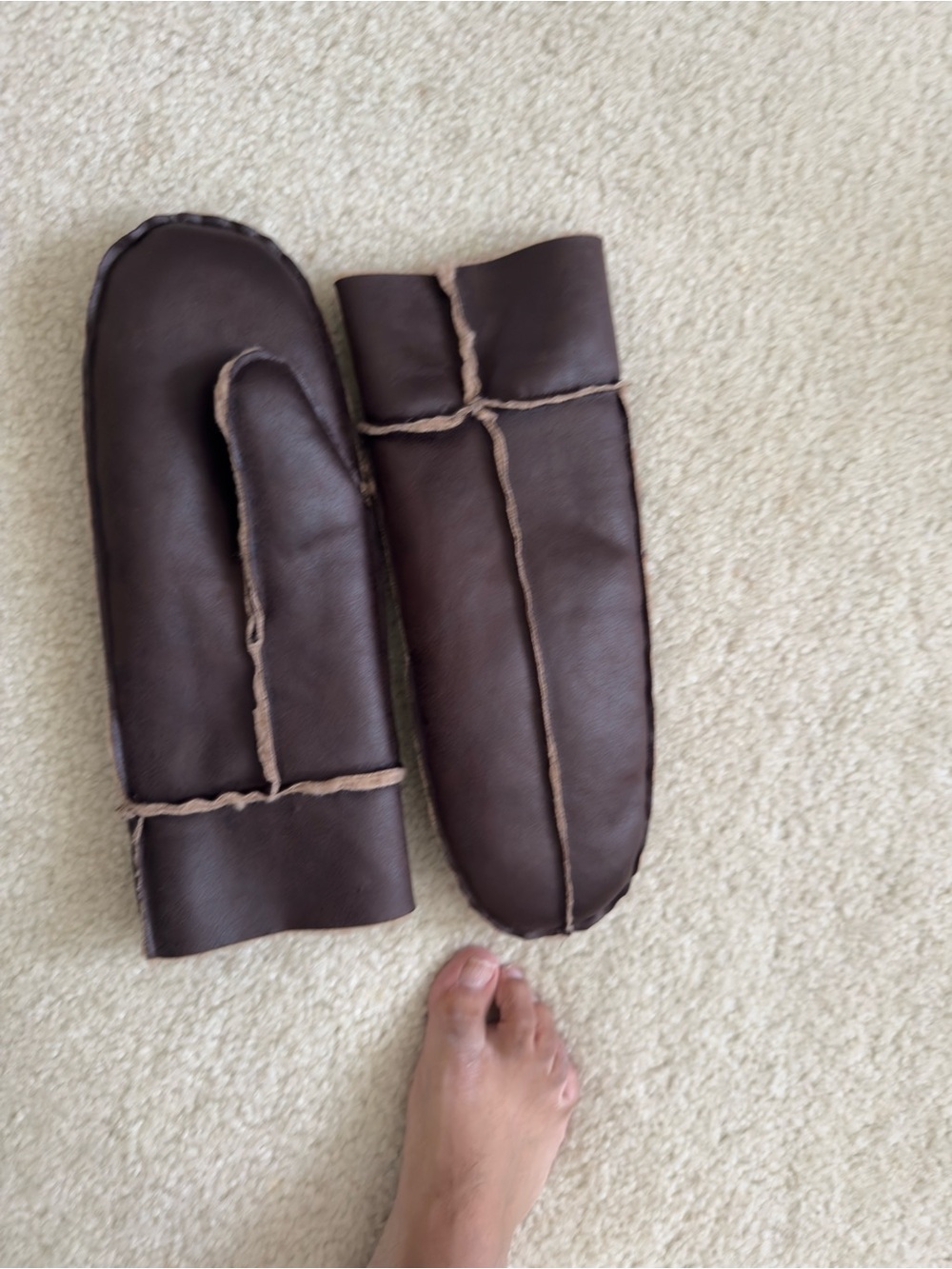 H&M Dark Brown Shearling-Lined Men’s Mittens